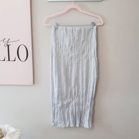 NWT Zara metallic fibre silver wrinkle effect crinkle high waist midi skirt, S - Picture 13 of 15